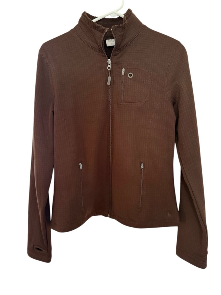 Danskin Now Textured Full-Zip Track/Workout Jacket In Chocolate Brown.
